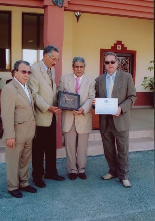 Click to Enlarge -  L-R:  Dr. Abdelhak Tber, Director of Société Royale d'Encouragement du Cheval; Mr. Mohamed Asila, Governor of Buslimane area; Mr. Amid Abdelhamid, Director of Royal Stud Farm of Bouznika; Dr. Mohammed El Kohen, Head of the Moroccan National Studs Division and Registrar.