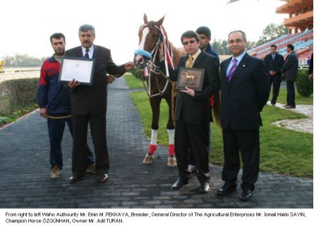 Owner, Mr. Adil Turan; Breeder & TIGEM General Director, Mr. Ismail Hakki Sayin; Turkish Arabian Stud Book Registrar & WAHO Stud Book Advisory Committee Member, Dr. Emin Pekkaya.