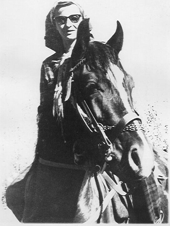 Mary Leila Gharagozlou on her black Obayan Sharak stallion, Arras