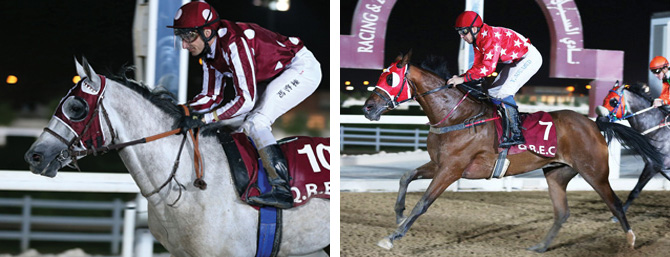 The winners of the evening races: TM Thunder Storm (left) and Askhal.